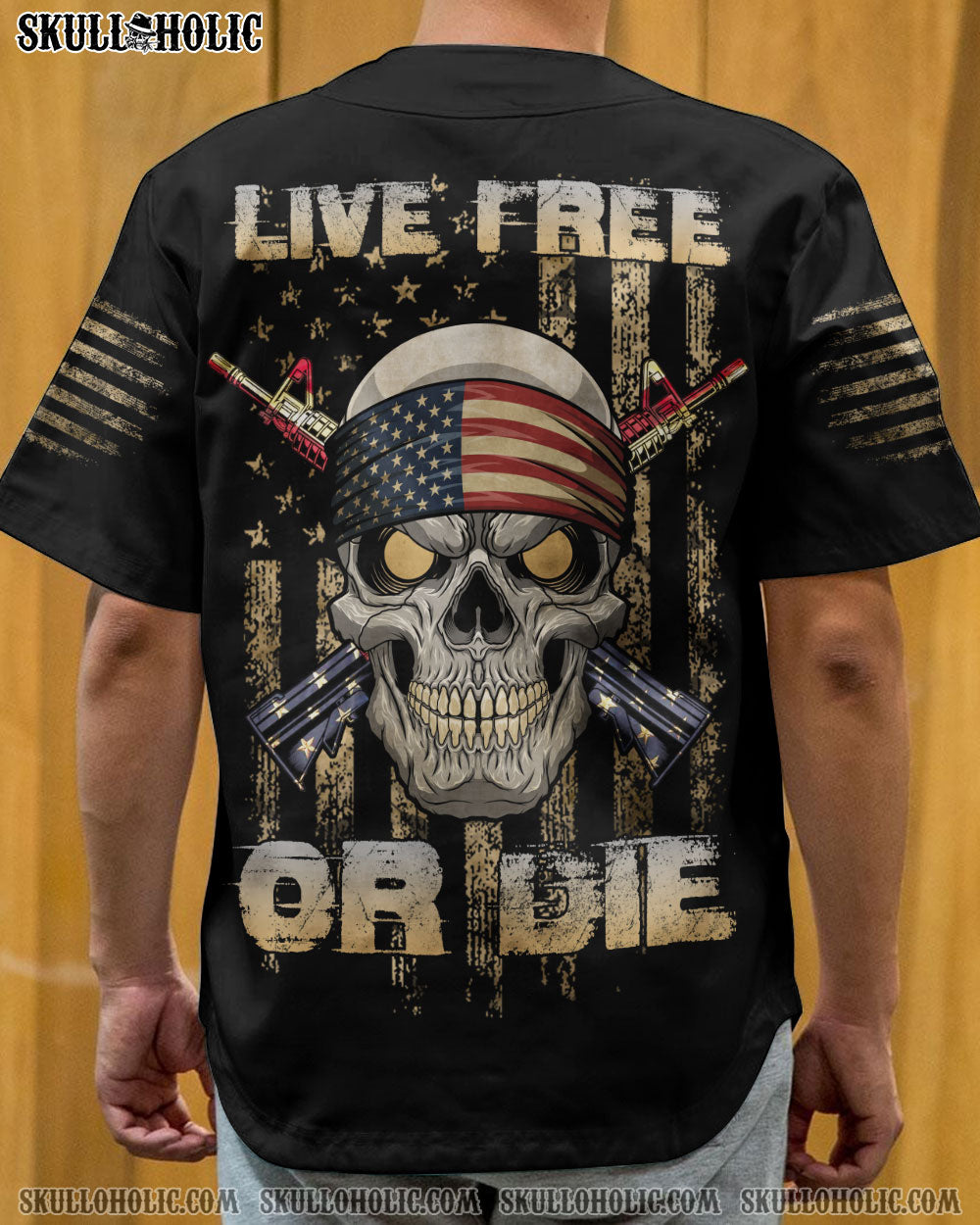 LIVE FREE OR DIE SKULL BASEBALL JERSEY - TLNZ0808223