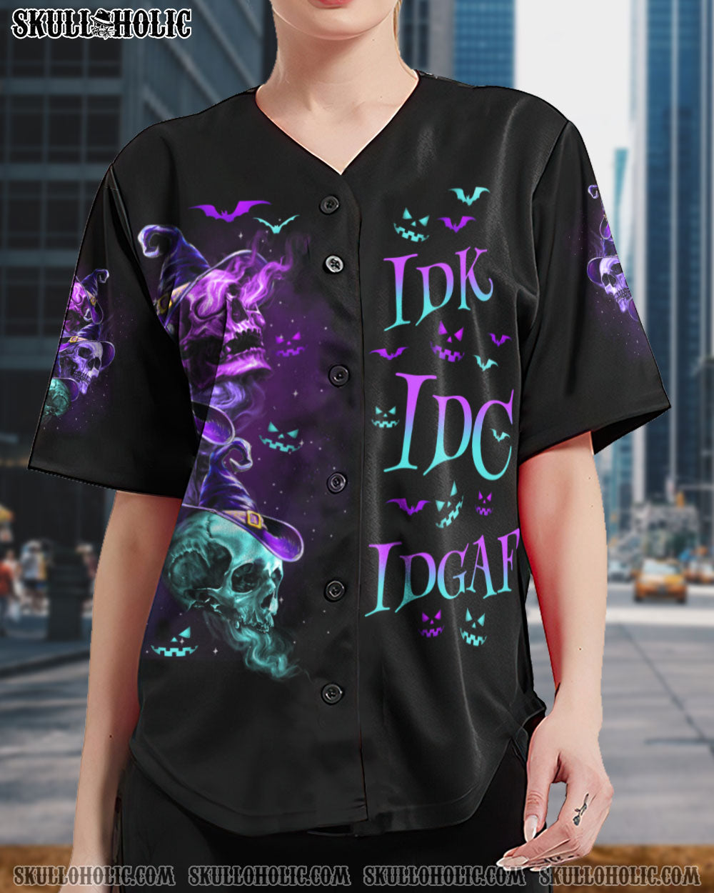 STUCK BETWEEN 3 SKULLS WITCH BASEBALL JERSEY  - TLNO1908223