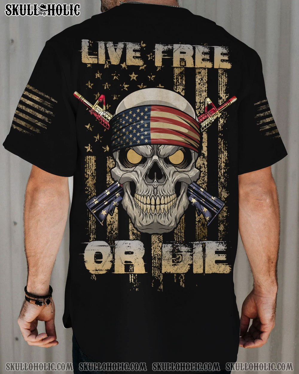 LIVE FREE OR DIE SKULL BASEBALL JERSEY - TLNZ0808223