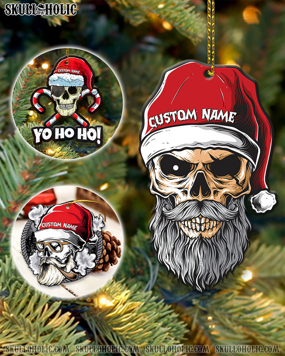 PERSONALIZED SKULL MAN CHRISTMAS DOUBLE WOODEN ORNAMENT - TLNZ0111223