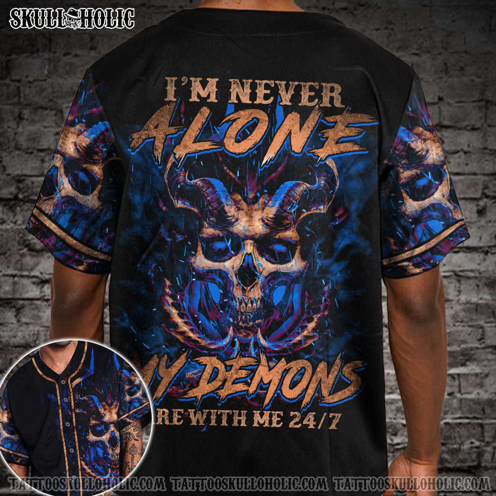 MY DEMONS ARE WITH ME HORN SKULL BASEBALL JERSEY - TLTM0806224KI