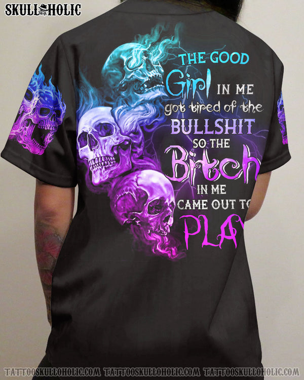 THE GOOD GIRL IN ME GOT TIRED SKULL BASEBALL JERSEY - YHTG1907222