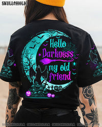 HELLO DARKNESS BLACK CAT SKULL ALL OVER PRINT - TLNO0709223