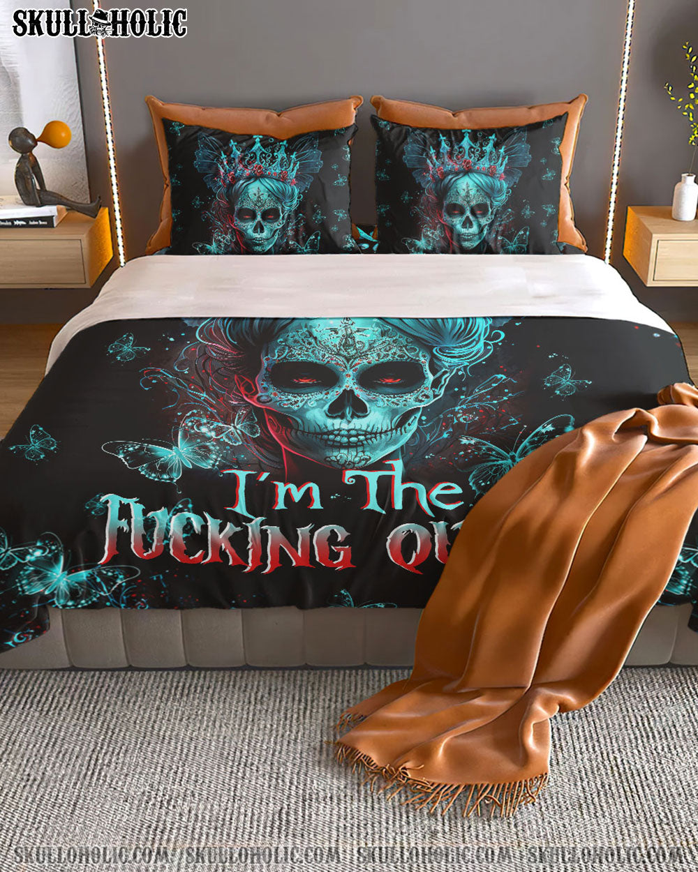 I'M THE F QUEEN SUGAR SKULL BEDDING SET - TLTW0804234