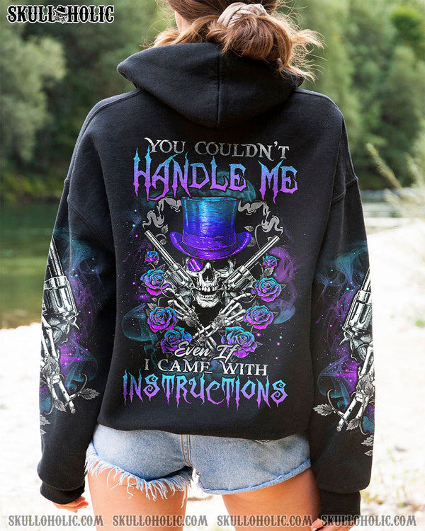 YOU COULDN'T HANDLE ME PURPLE ROSE SKULL ALL OVER PRINT - TLTR1201233