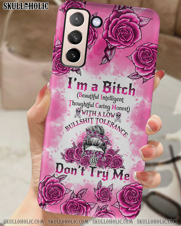 I'M A B DON'T TRY ME ROSE MESSY BUN PHONE CASE - TLNO0804233