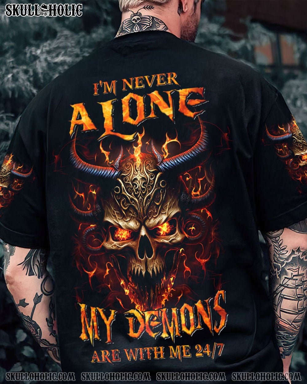 I'M NEVER ALONE DEMON SKULL ALL OVER PRINT - YHNT3103231