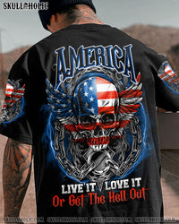 (HOT DEAL) AMERICA LIVE IT LOVE IT OR GET THE HELL OUT SKULL ALL OVER PRINT - TLNO0709221