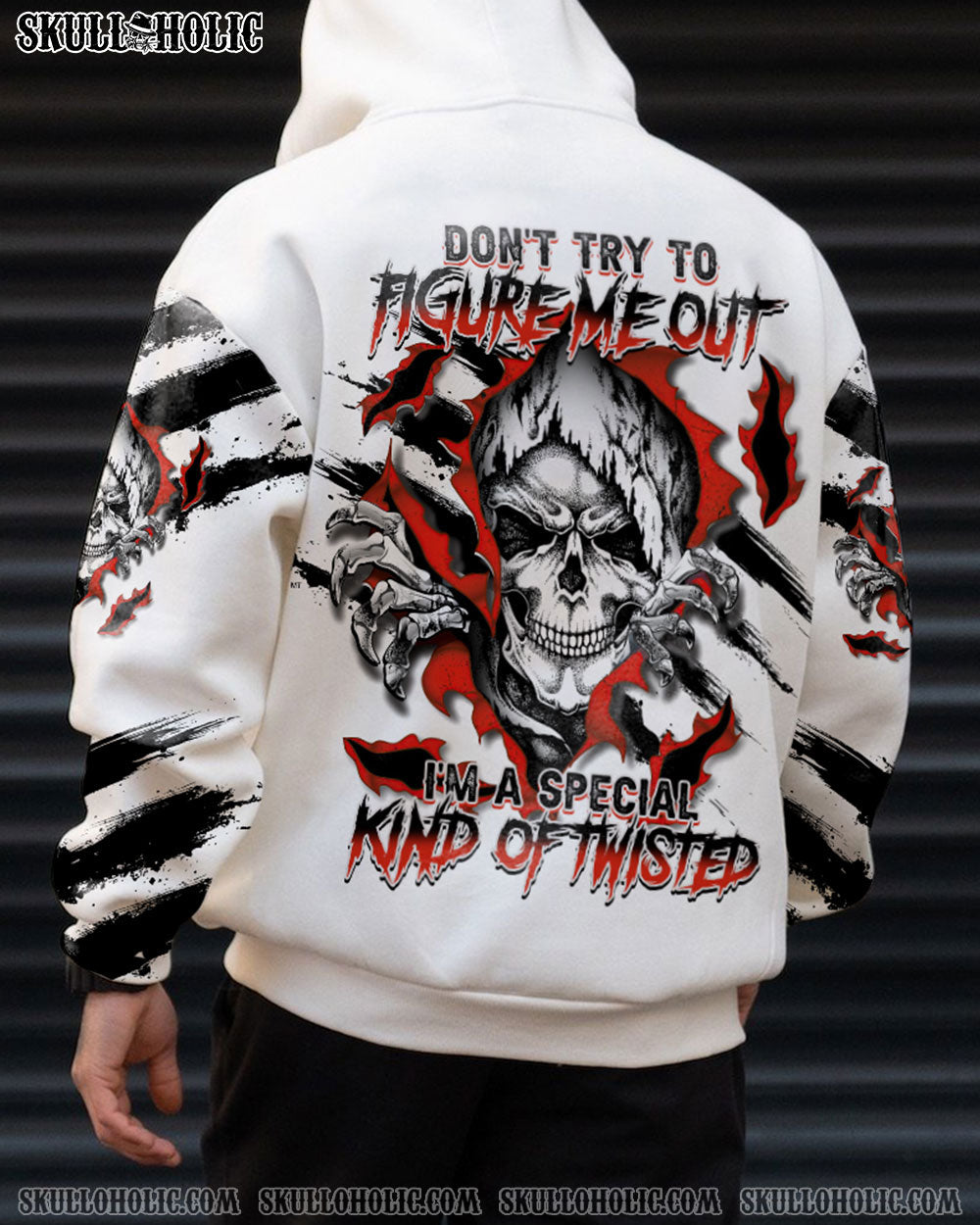 DON'T TRY TO FIGURE ME TORN SKULL ALL OVER PRINT - TLTM1411222