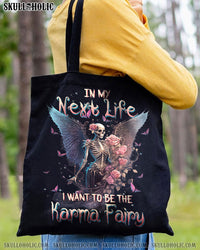 KARMA FAIRY SKULL SKELETON ROSE TOTE BAG - TLTW0602231