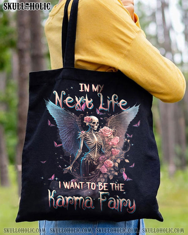 KARMA FAIRY SKULL SKELETON ROSE TOTE BAG - TLTW0602231