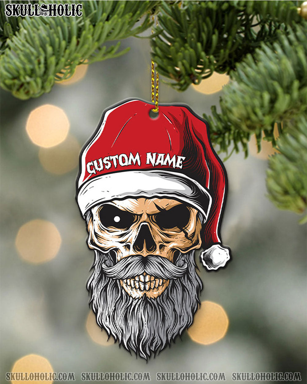 PERSONALIZED SKULL MAN CHRISTMAS DOUBLE WOODEN ORNAMENT - TLNZ0111223