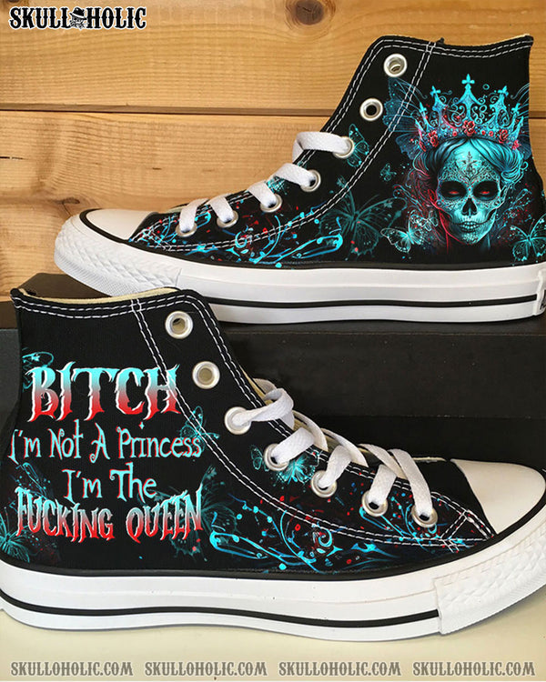 I'M THE F QUEEN SUGAR SKULL HIGH TOP CANVAS SHOES - TLTW0504239
