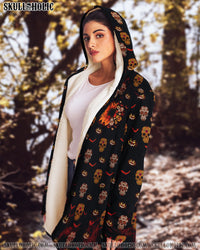 SKULL SUNFLOWER HALLOWEEN PREMIUM FLEECE CLOAK - TLTW1808223