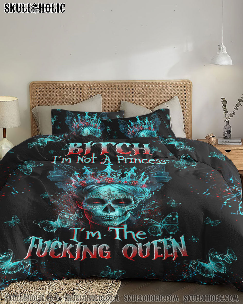 I'M THE F QUEEN SUGAR SKULL BEDDING SET - TLTW0804234