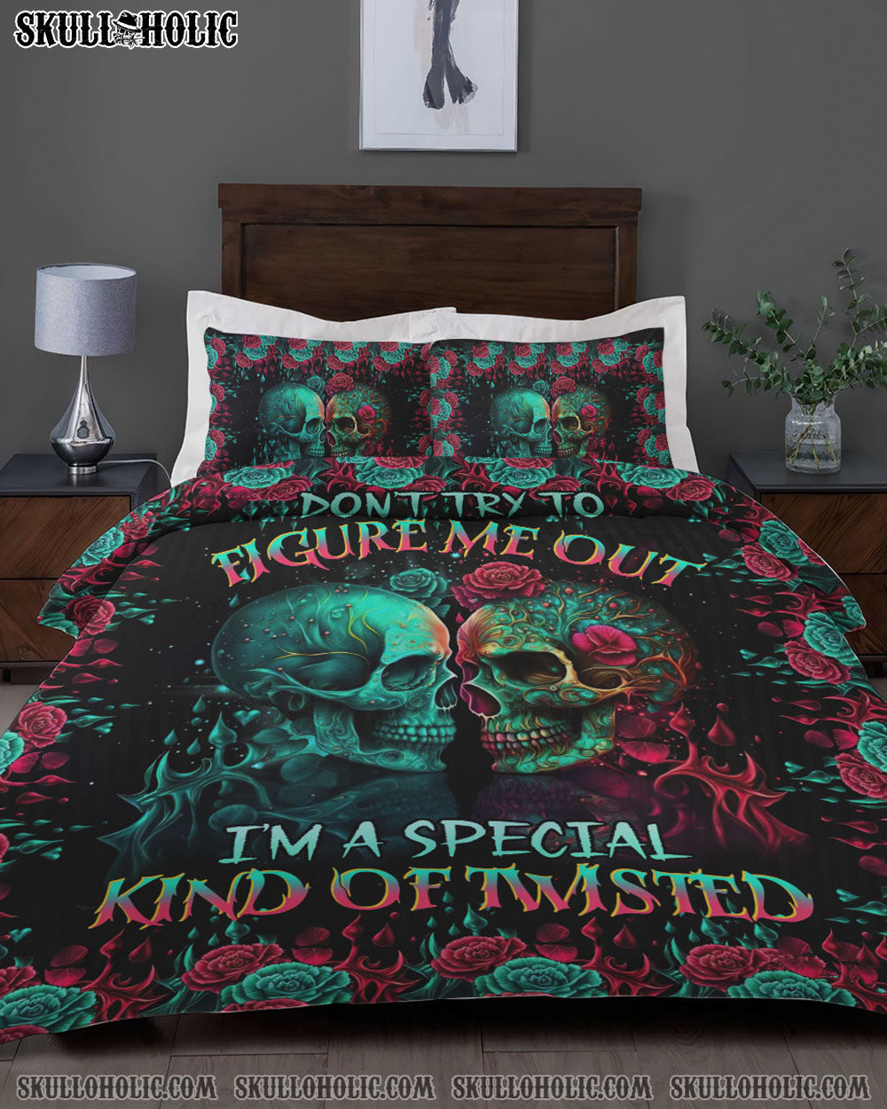 DON'T TRY TO FIGURE ME OUT SKULL BEDDING SET - TLTR0804232