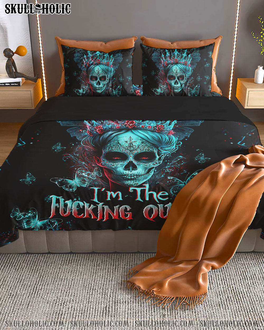 I'M THE F QUEEN SUGAR SKULL BEDDING SET - TLTW0804234