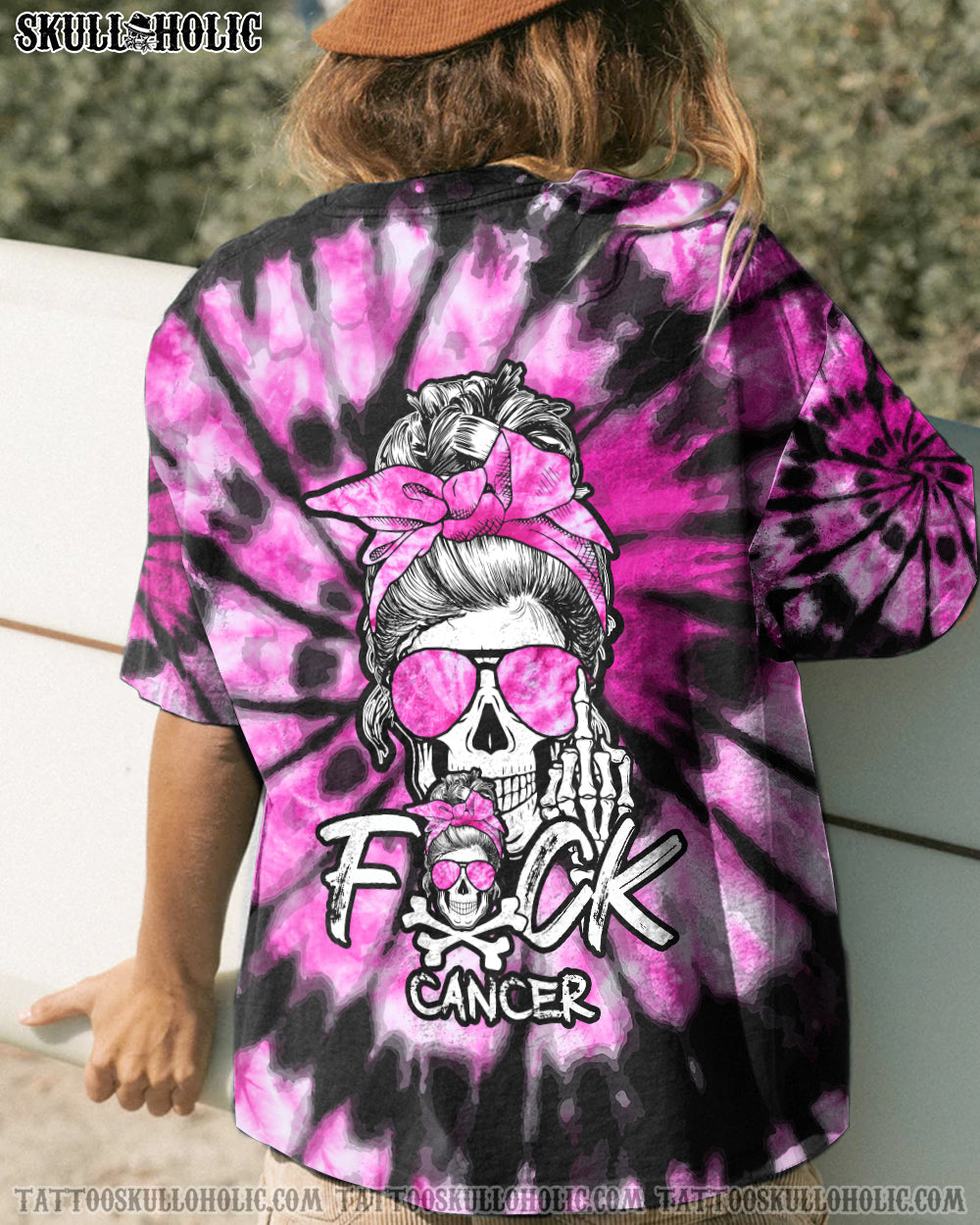 FCKS CANCER SKULL TIE DYE ALL OVER PRINT - TLTY1706213