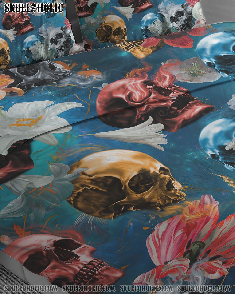 GALAXY FLOWERS SKULL BEDDING SET - NO0208221