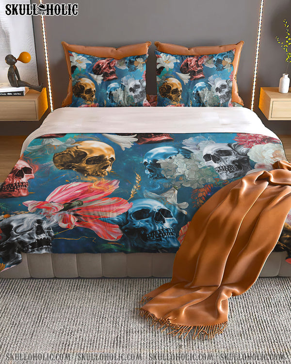 GALAXY FLOWERS SKULL BEDDING SET - NO0208221