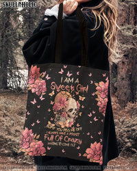 I AM A SWEET GIRL FLOWER SKULL TOTE BAG - TLNZ0102231