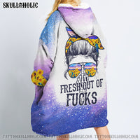 FRESH OUT OF F FULL PURPLE SUNFLOWER SHERPA BLANKET HOODIE - TLNO0111213