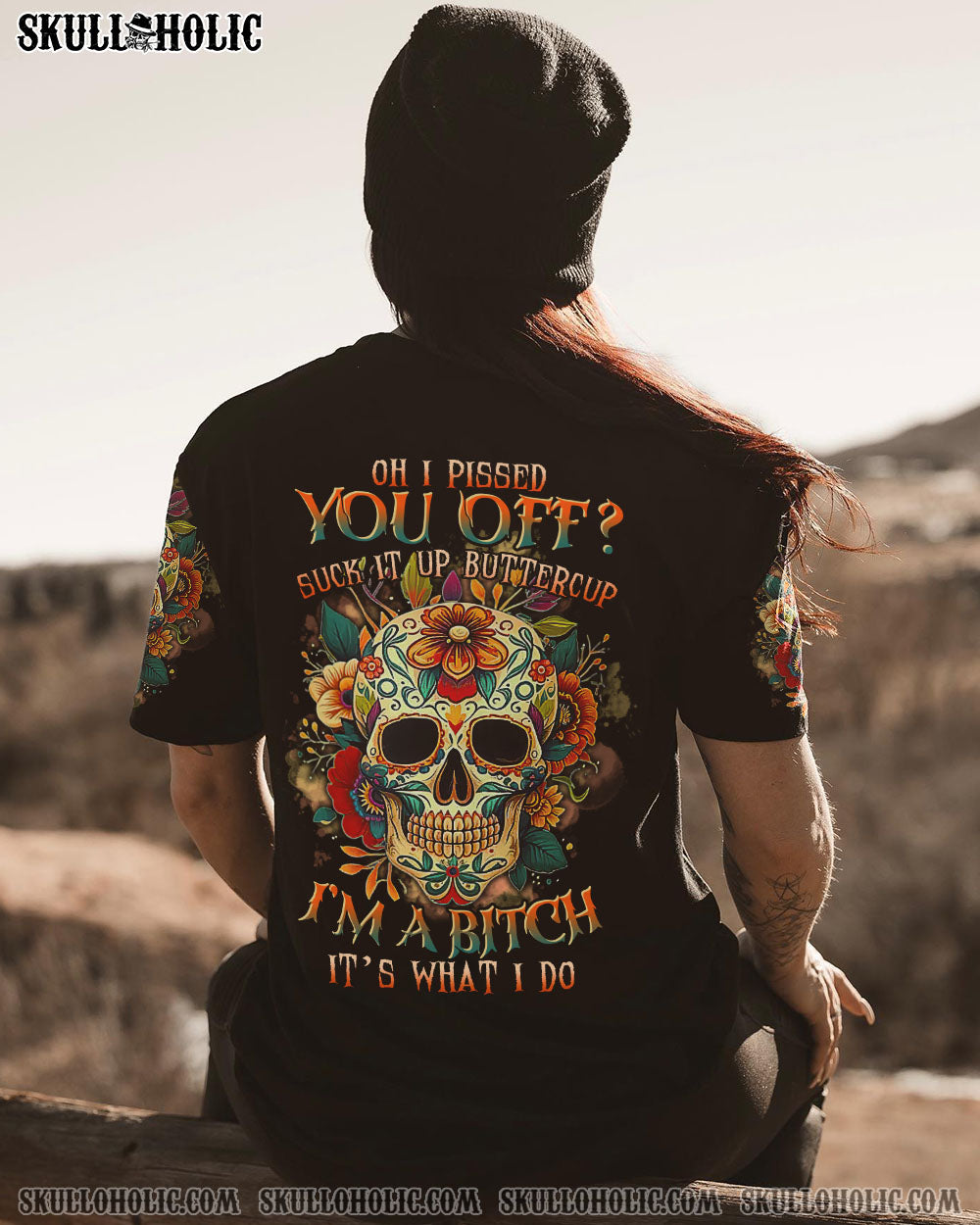 OH I PISSED YOU OFF SUGAR SKULL FLORAL ALL OVER PRINT - TLTR1104231