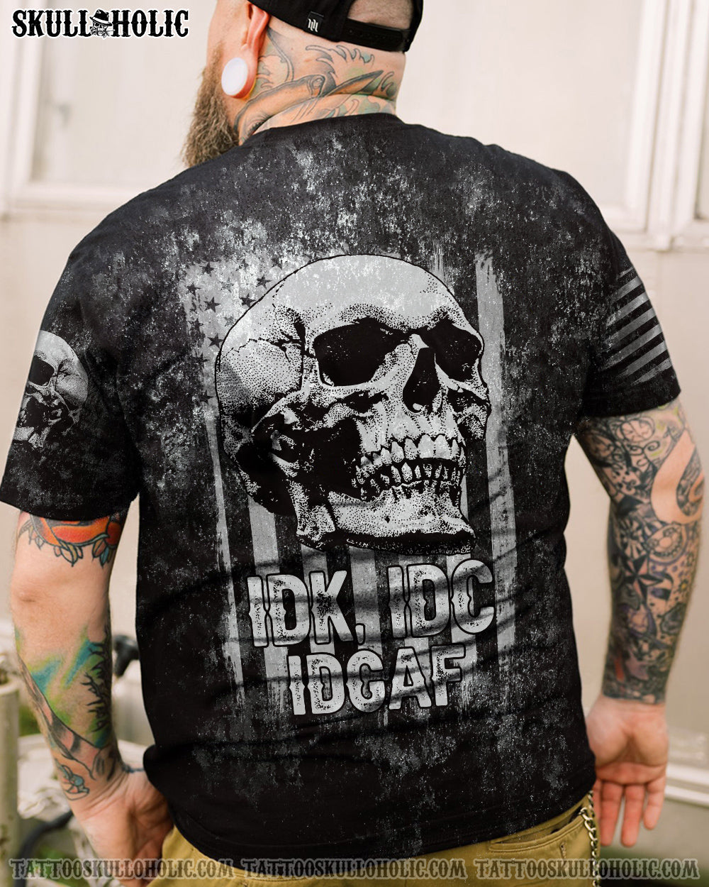 (HOT DEAL) IDGAF FLAG SKULL ALL OVER PRINT - TLTM2201222