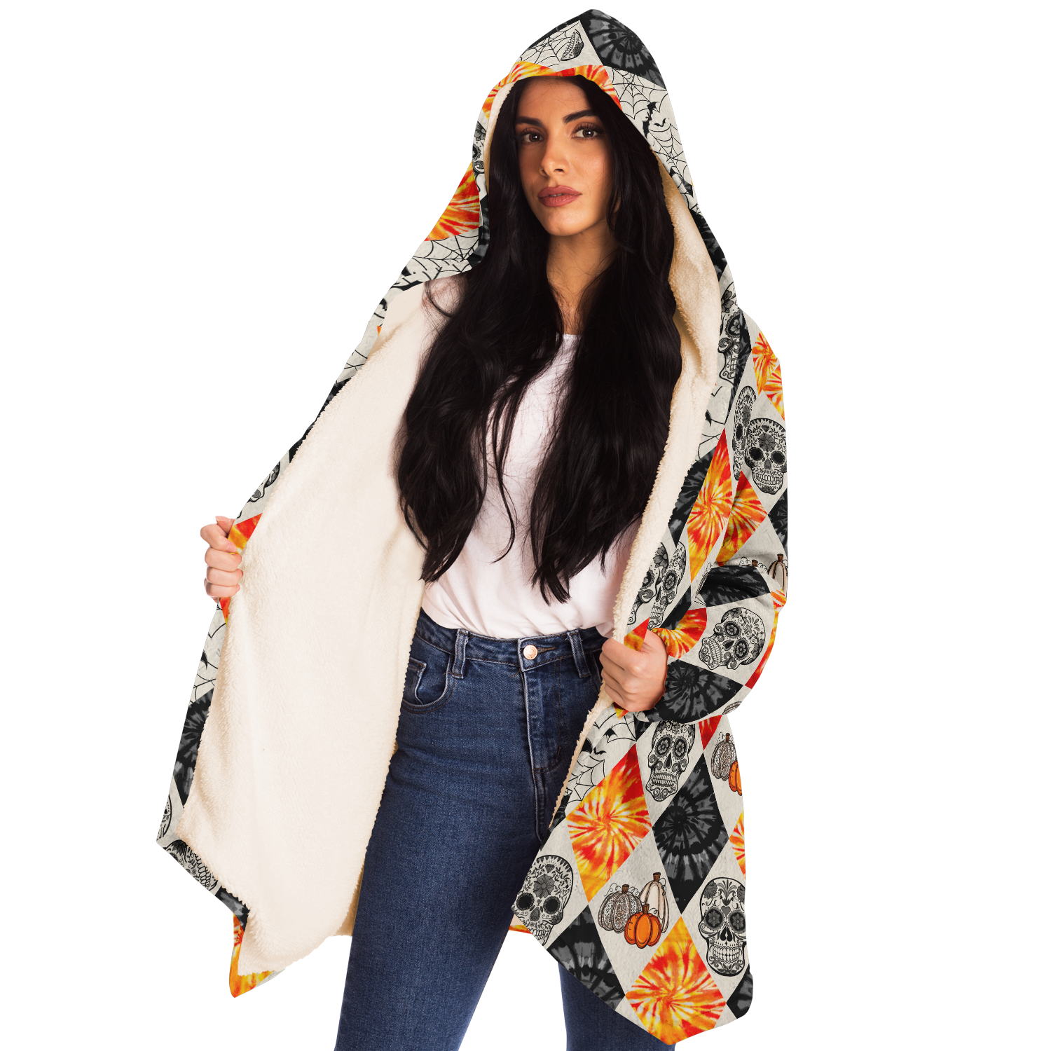 SUGAR SKULL HALLOWEEN PREMIUM FLEECE CLOAK - TLTY1008221