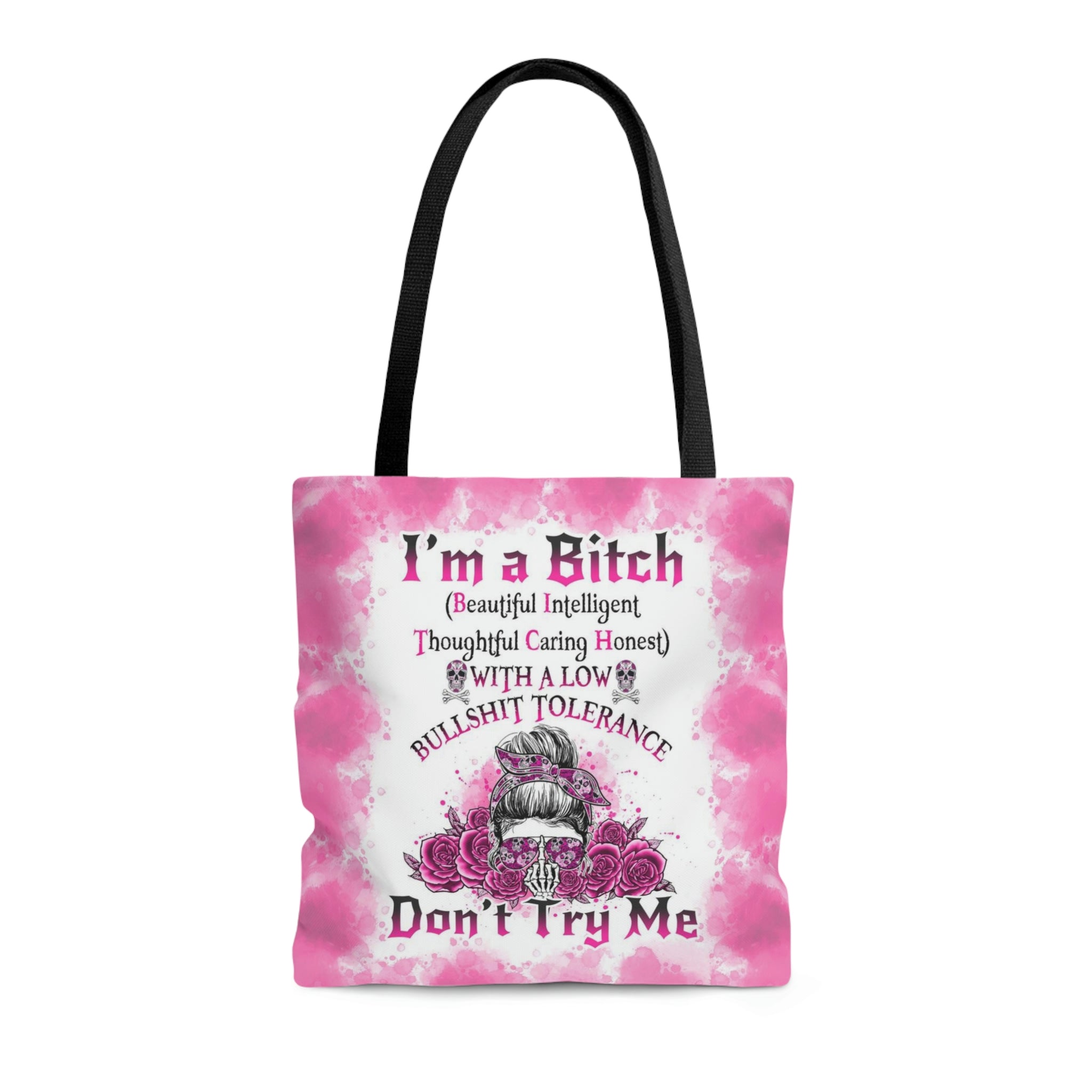 I'M A B DON'T TRY ME ROSE MESSY BUN TOTE BAG - TLNO0804235