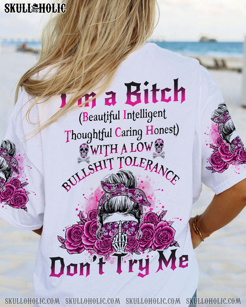 I'M A B DON'T TRY ME ROSE MESSY BUN ALL OVER PRINT - TLNO1701231