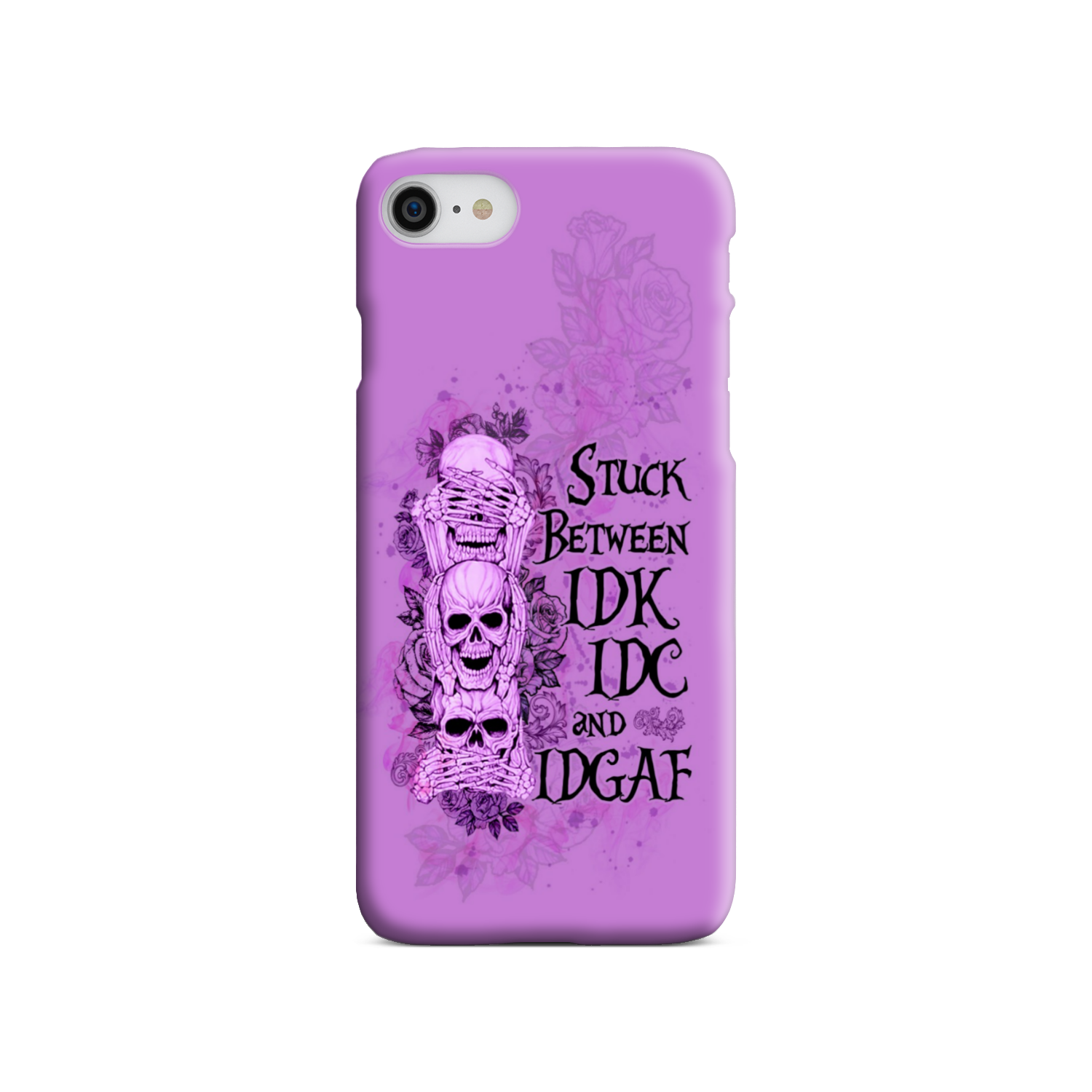 STUCK BETWEEN IDK IDC AND IDGAF SKULL PHONE CASE - YHLN3012221