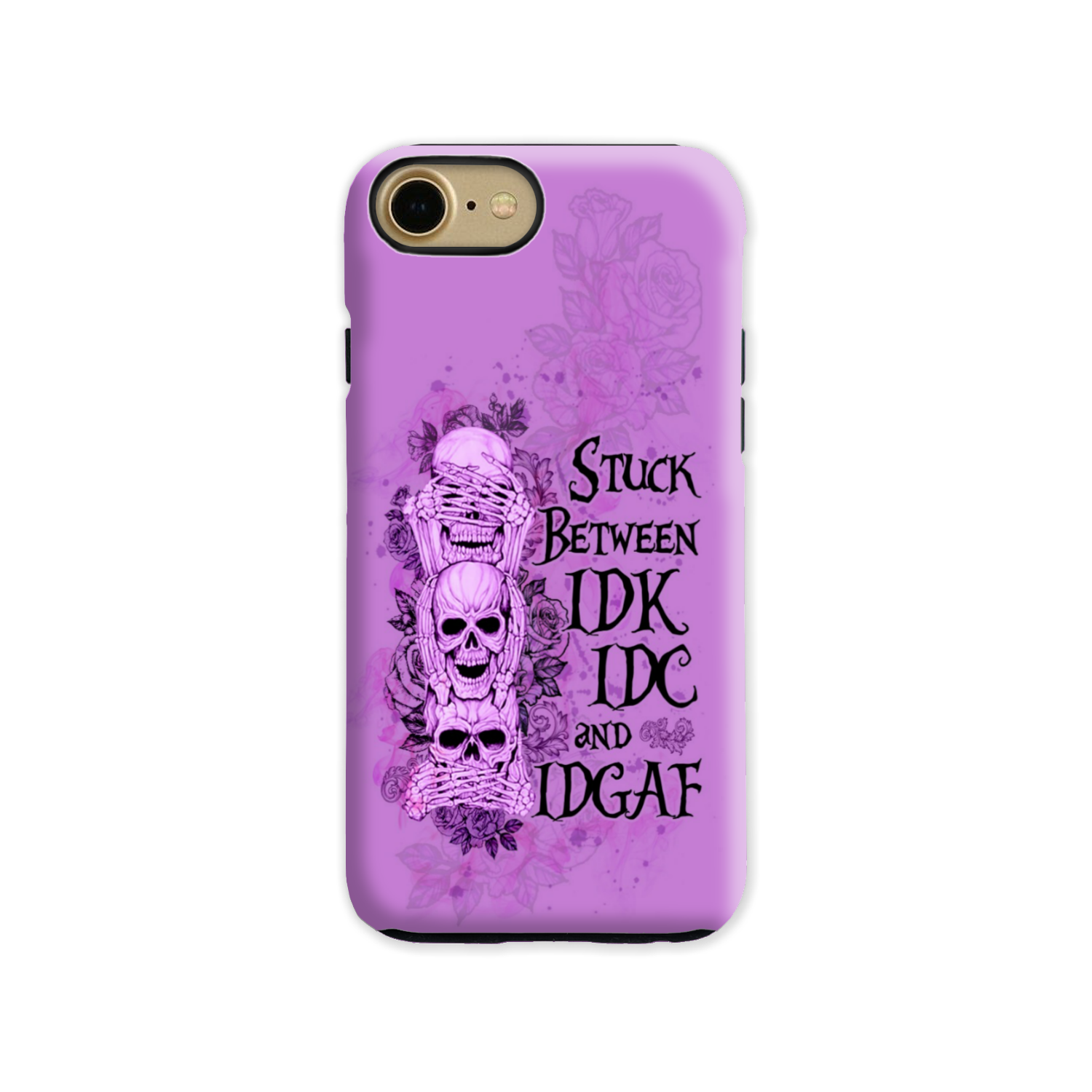 STUCK BETWEEN IDK IDC AND IDGAF SKULL PHONE CASE - YHLN3012221