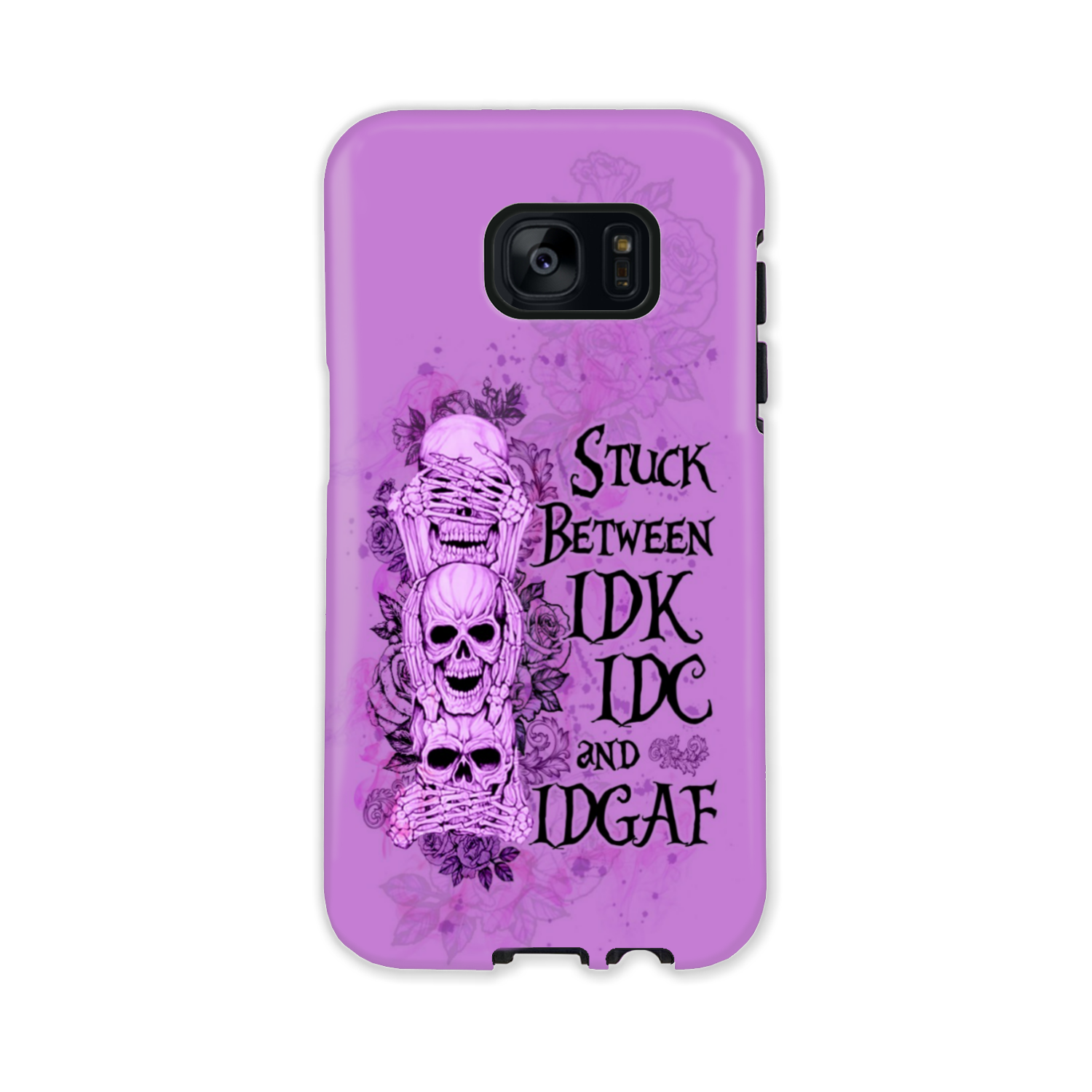 STUCK BETWEEN IDK IDC AND IDGAF SKULL PHONE CASE - YHLN3012221