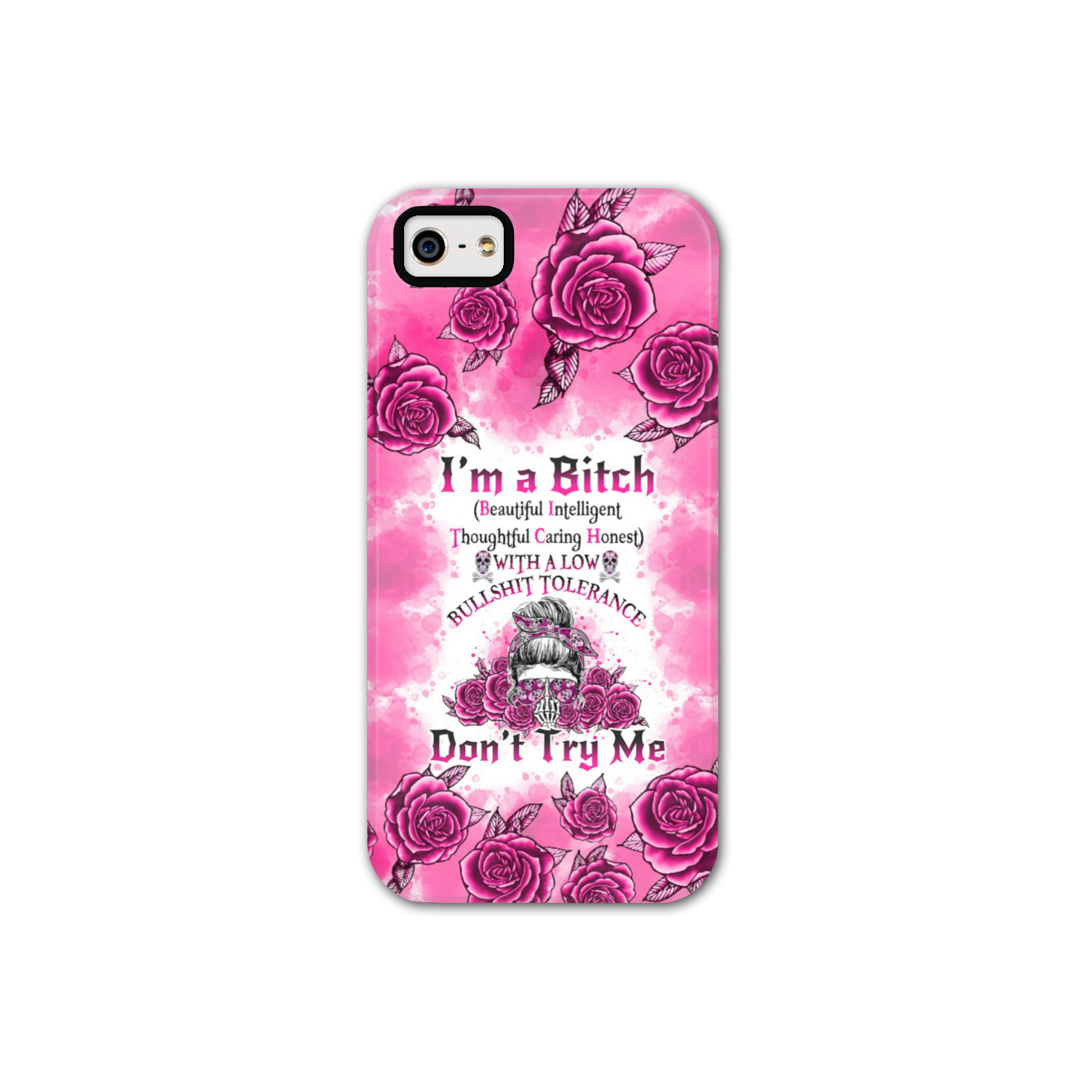 I'M A B DON'T TRY ME ROSE MESSY BUN PHONE CASE - TLNO0804233