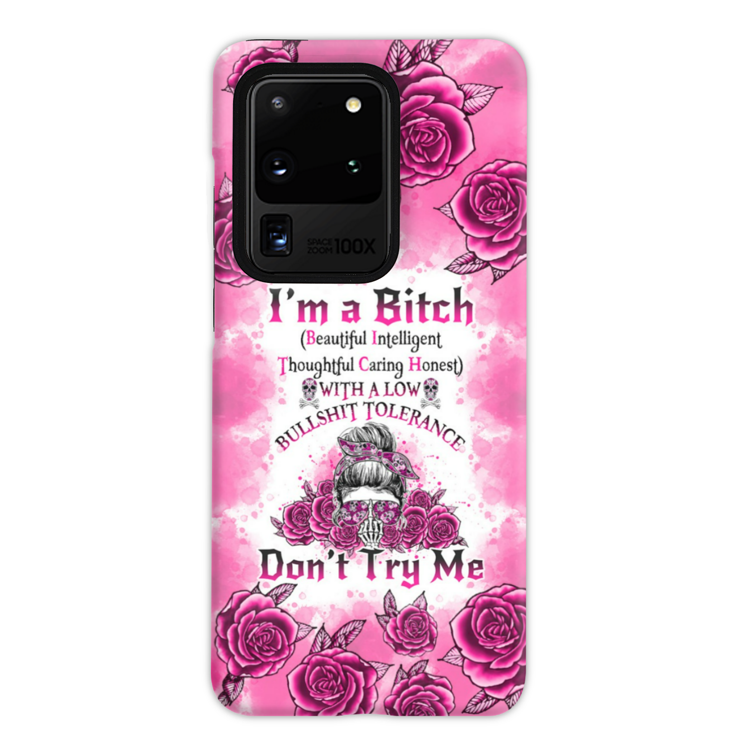 I'M A B DON'T TRY ME ROSE MESSY BUN PHONE CASE - TLNO0804233