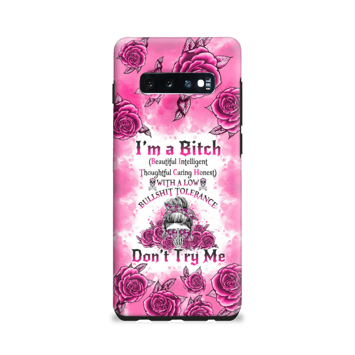 I'M A B DON'T TRY ME ROSE MESSY BUN PHONE CASE - TLNO0804233