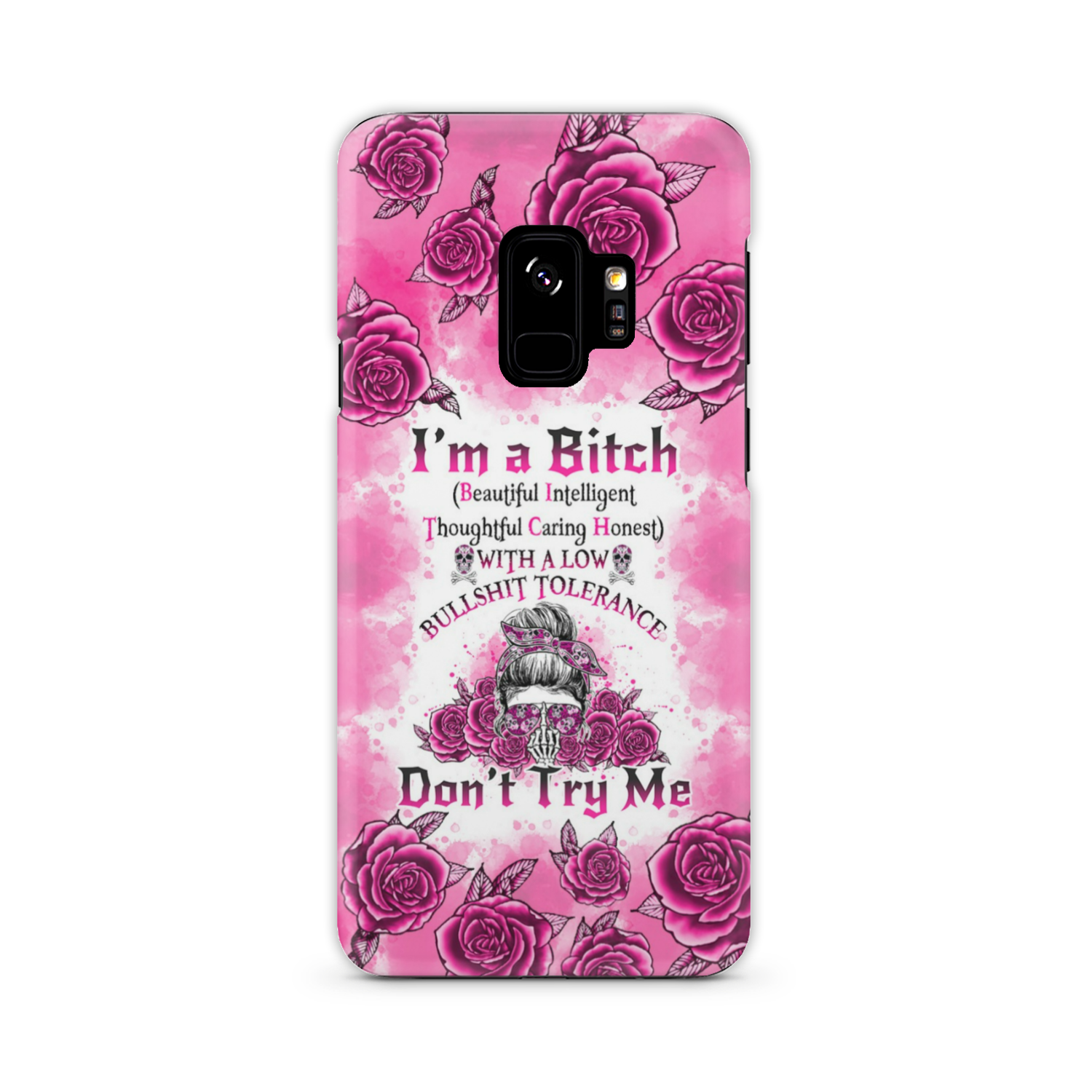 I'M A B DON'T TRY ME ROSE MESSY BUN PHONE CASE - TLNO0804233