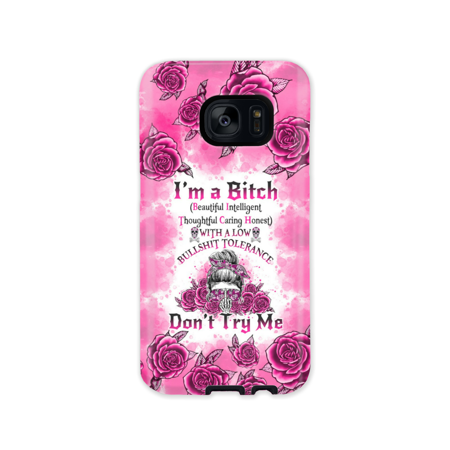 I'M A B DON'T TRY ME ROSE MESSY BUN PHONE CASE - TLNO0804233