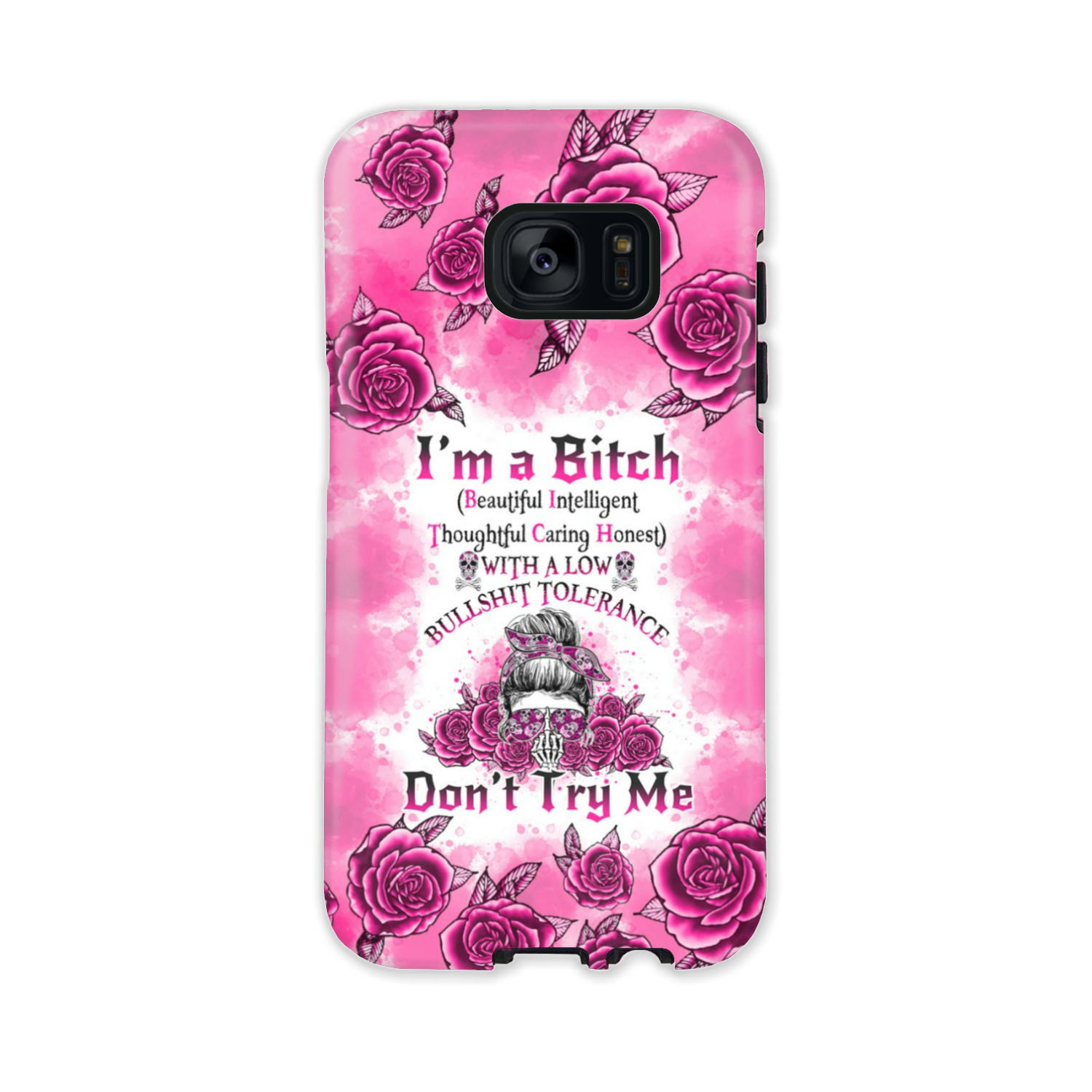 I'M A B DON'T TRY ME ROSE MESSY BUN PHONE CASE - TLNO0804233