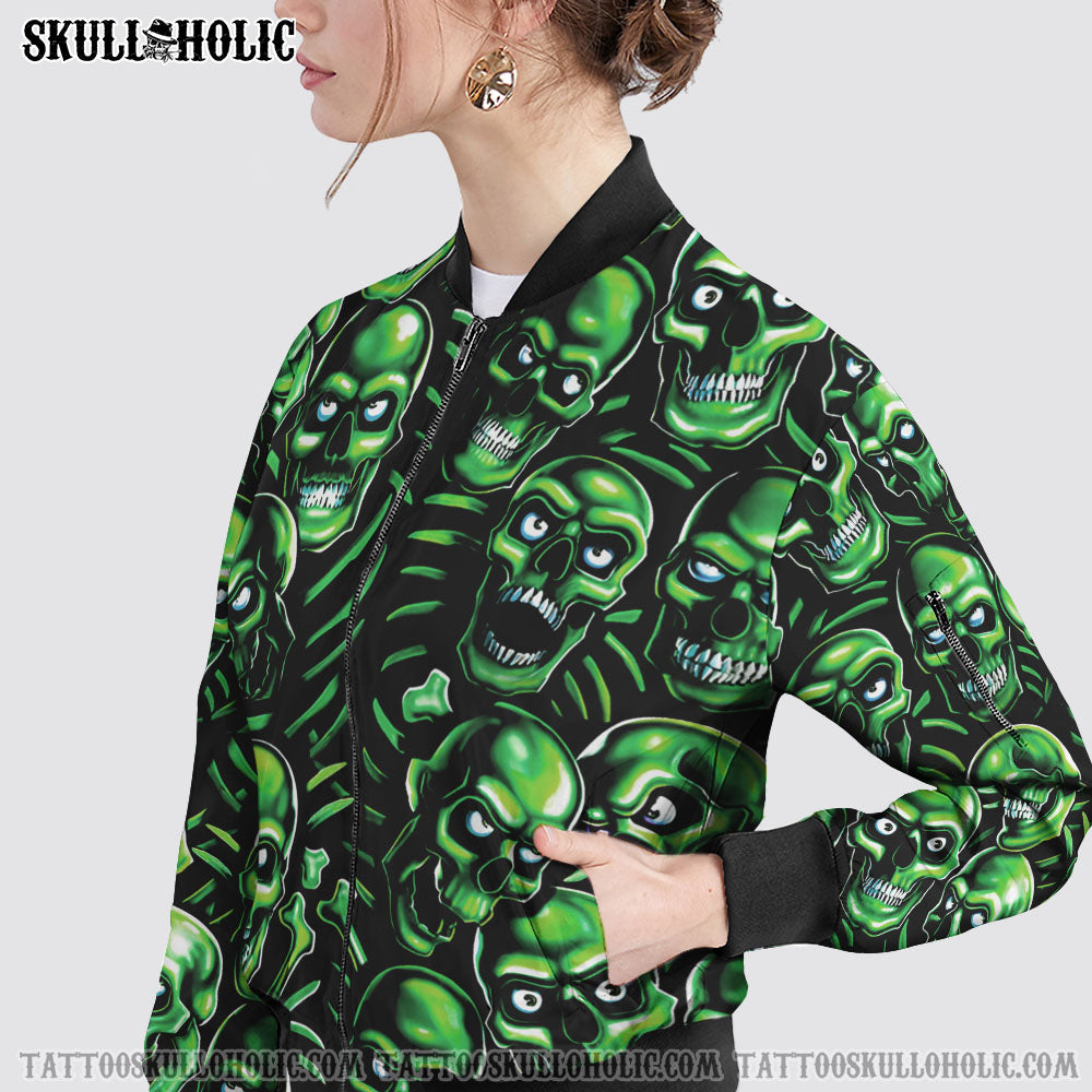 GREEN SKULL BOMBER JACKET - TLTR2801224KI