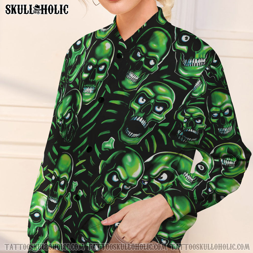 GREEN SKULL BOMBER JACKET - TLTR2801224KI